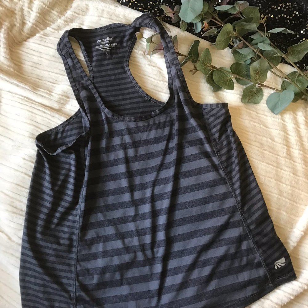 Marika Grey Striped Dri-Wik Active Tank